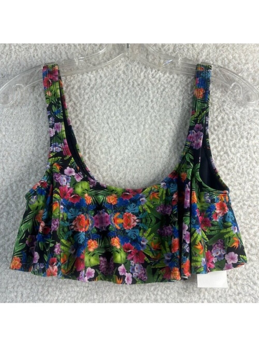 NWT BP Womens Multicolor Floral Tropical Flounce Swing Bikini Swim Top XS XSMALL